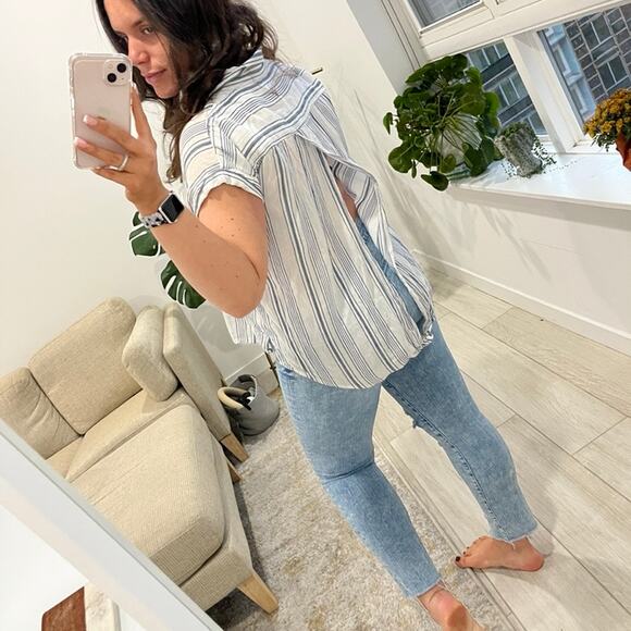 Thread & Supply Blue & White Stripe Cutout Back Top Size Small - Picture 5 of 5